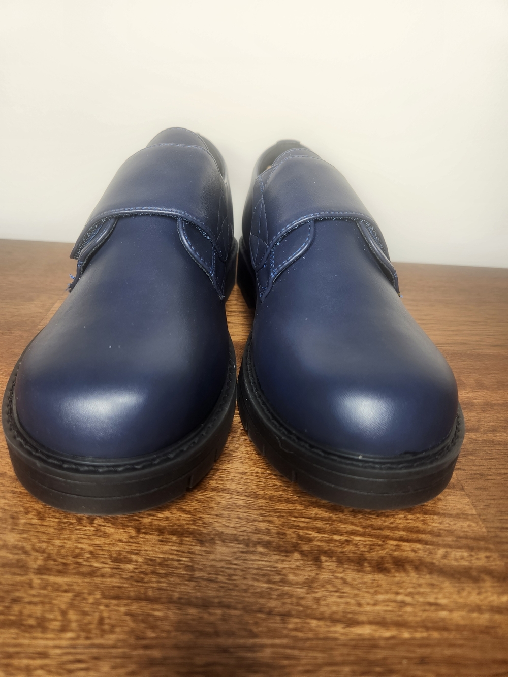 Big Kids Navy Leather Slip-On Shoes Size 5